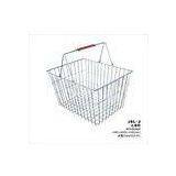 28 Liter Storage Supermarket Metal Shopping Basket With Two Red Plastic Handle