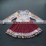 Wholesale Little Girls Frock Design Cotton Dress Long Icing Ruffle Sleeves Fall Clothes For Kids thumbnail-2