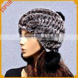 Three Pom Poms Winter Warm Real Animal Fur Hat thumbnail-3