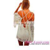 Fashion White Strappy Off Shoulder Lace Crochet Wholesale Beachwear thumbnail-4
