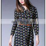 Side Vent Open Chiffon Print Dress Hot Sell Styles Chiffon Bow Dress thumbnail-3
