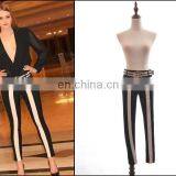 Ladies Fashion Trousers Design Women Office Wear and Casual Black White Vertical Stripes Pants thumbnail-2