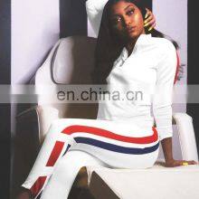 Custom Casual Sports 2-piece Striped Women's Sports Suit Wholesale Undershirt Home Jogging Suit thumbnail-2