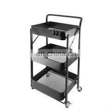 Amazon Hot Sales Folded Kitchen Storage Luxury Trolley Collapsible Trolley With Wheels