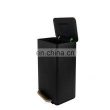 30L Big Dustbin Metal Trash Can With Slim Cover Garbage Waste Bin Bucket Kitchen Dustbin thumbnail-3
