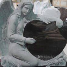 Angel Heart Kneeling Granite Tombstone European Style Made by Nature Stone thumbnail-2