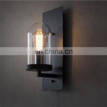 Industrial Retro Simple Design Cafe Shop Bar Hallway Decorative Lamp Black Metal Glass Shade LED Wall Lamp thumbnail-4
