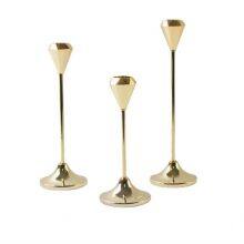 Creative Shiny Gold Candle Holders Set of 3 Pieces Diamond Shape Design Candlestick for Wedding Table Centerpieces Decorative thumbnail-4