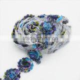 2.5" Peacock Shabbies- Printed Shabby Flower- Aqua/Purple- Chiffon Flowers- Headband Flowers- DIY Supplies- Fabric Flowers