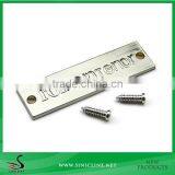 Sinicline Rectangle Silver Metal Label With Engraved Logo