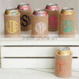 Personalized Monogrammed Burlap Coozie