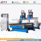 4*8 feet 1325 2 Spindles 3D CNC Engraver With Air Cylinder for Z Holding Original NcStudio Dust Collector ZK-1325