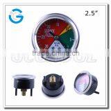 High Quality Steel Back Connection Pressure Gauge With 3 Segment Display thumbnail-1