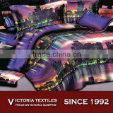 Colorful Night City Pattern Queen Comforter Sheet Set 4pcs Bed Set thumbnail-1