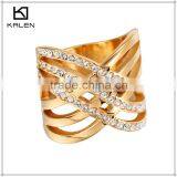 Women Luxcry Goleden Crystal Spiral Design Stainless Steel Rings thumbnail-1