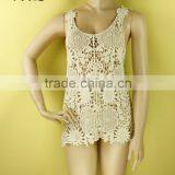 Fashionable Big Flower Hollow Out Vest Tops thumbnail-1