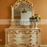 Classical European Flower Hand Painting Designed Dressing Table Mirror and Chair Set thumbnail-2