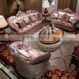 Graceful Living Room Solid Wood Amaranth Color Fabirc Sofa Set thumbnail-1