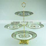 Boble Colorful Decal Ceramic Wedding Cake Stand With Iron Handle in Stock thumbnail-2