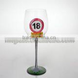 FDA,Eco-friendly,hand Paint 18 Year Old Green Wine Glass With Word thumbnail-1