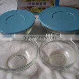glass bowl with plastic lid