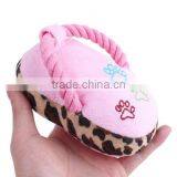 New Products 2017 Plush Slipper Squeaky Dog Toy Pet Toys for Dog With Cotton Rope thumbnail-3