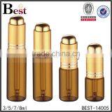 Best Selling 3ml 5ml 7ml 8ml Cosmetic Essential Oil Bottle Perfume Glass Amber Golden Aluminum Pump Glass Perfume Bottle China thumbnail-6
