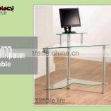 Metal Frame Tempered Glass Corner Office Conference Computer Desk