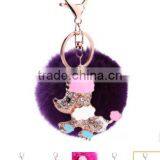 2017 New Design Animal Fur Pom Pom Keychain Wholesale Fur Ball Animal Keychain Hot Selling Fur Ball Woman Bag Charms thumbnail-4