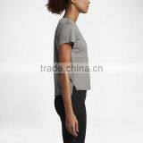 MGOO New Arrival Short Sleeve Dry Fit Plain T-shirts Mesh Fabric Simple Style Women Gym Tank Top thumbnail-3