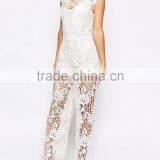 European Design Body Frock Orchid Jumpsuit Corchet Bridal Wear For Wedding Party With Cap Sleeves thumbnail-4