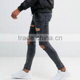 Slim Fit Straight Cut Knee Ripped Acid Wash Jeans Trousers for Men thumbnail-4