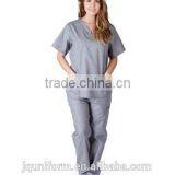 Women's Contrast Scallop Medical Hospital Nursing Uniform Scrubs Set Top & Pants thumbnail-4