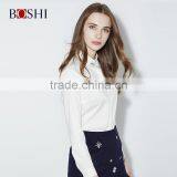 Factory Price For Embroidered Flower Of Ladies Casual Double Breasted Shirt thumbnail-2