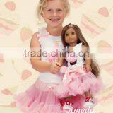 Girls Cupcake Light Pink Pettiskirt and 18" American Girl Doll Birthday Outfit thumbnail-1