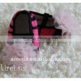 Baby Girl Hot Pink Zebra Crib Shoes With Light Pink Rosettes GS416 thumbnail-1