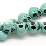 (Grade B) Synthetic Halloween Skull Turquoise Loose Beads 12x10mm thumbnail-1