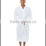 Cotton Waffle Bathrobe Satin Style Bath Gown Waffle SPA Long Down Robes thumbnail-4