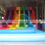 inflatable double water slide with pool for adults and kids