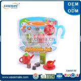 Kitchen Pretend Playset Wooden Tea Set Toy With Cakes