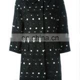 MIKA2534 Black Dotted Print Winter Coat