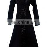 Womens's Black Colour Lycra(Stretchable) Black Stone Embroidery Work Beautiful Rick Looking Burkha thumbnail-2