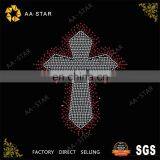 Cross design hot fix crystal rhinestone applique for clothing