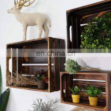 Modern Aesthetic Decorative Wooden Crates With Wall Mounts and Cutout Handles thumbnail-5