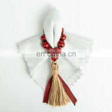Wholesale Home Accessories Table Decoration Wood Beads Napkin Rings Tassel Macrame Napkin Ring thumbnail-4