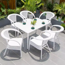 White Dining Chair Rattan Garden Outdoor Patio Chairs thumbnail-2