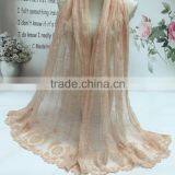 Leisure Japanese Literary Art Style Vintage Plain Flower Embroidery Wholesale Cotton Linen Scarves Quality Choice thumbnail-3