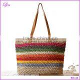 Colorful Stripe Straw Bag thumbnail-1