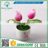 2016 Wholesale Multicolor Latex Artificial PU Flowers Two Tulips Bonsai Real Touch Bouquet Wedding Bridal Decor Display Flower thumbnail-1