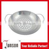 Stainless Steel Frying Pan With Holders/Cheap Fryer With Holes/Stainless Steel Grill Frying Pan thumbnail-1